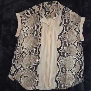 Ro & De Black and Cream Snake Print Blouse